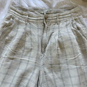 Madewell Pleated Taper Wide-Leg Pant in Windowpane